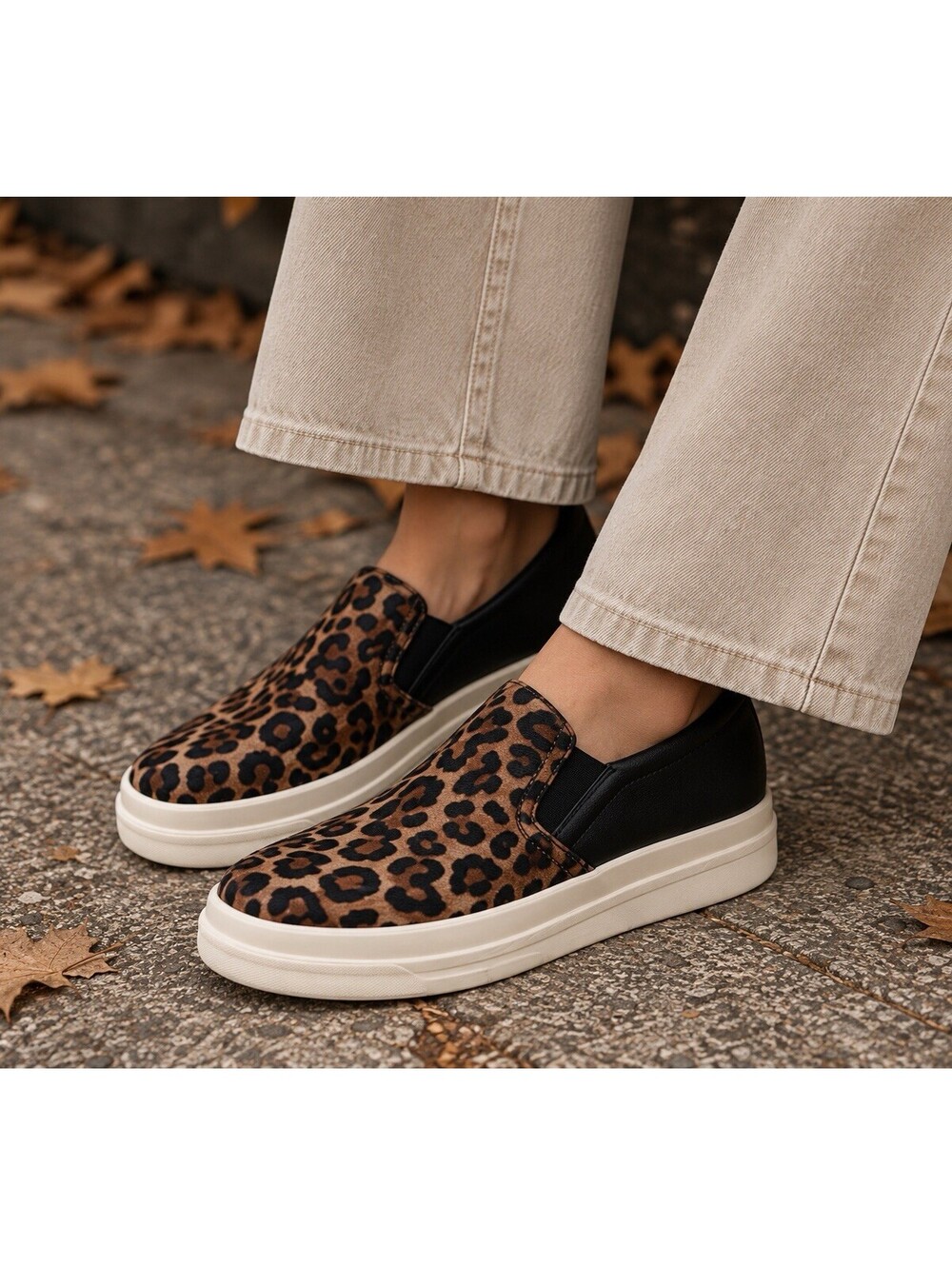 Naturalizer Yardley Women’s 10M Cheetah Leopard Slip On Platform Sneakers NIB